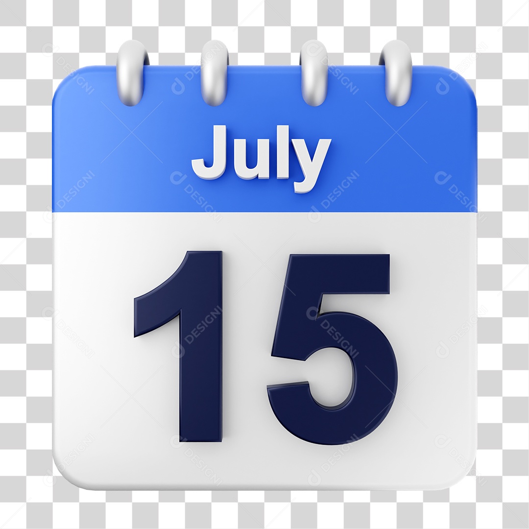 Calendário 15 de Julho PNG Transparente