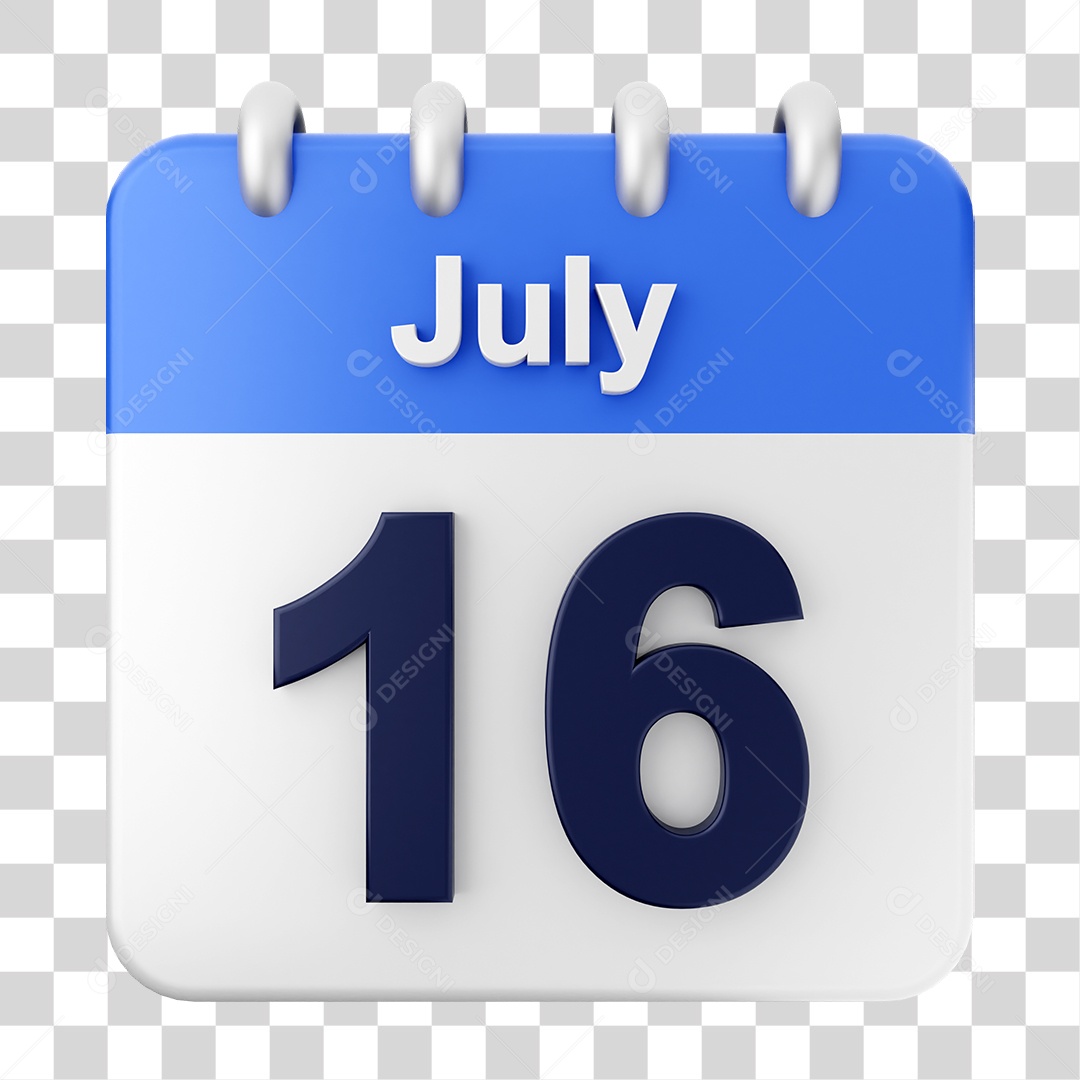 Calendário 16 de Julho PNG Transparente