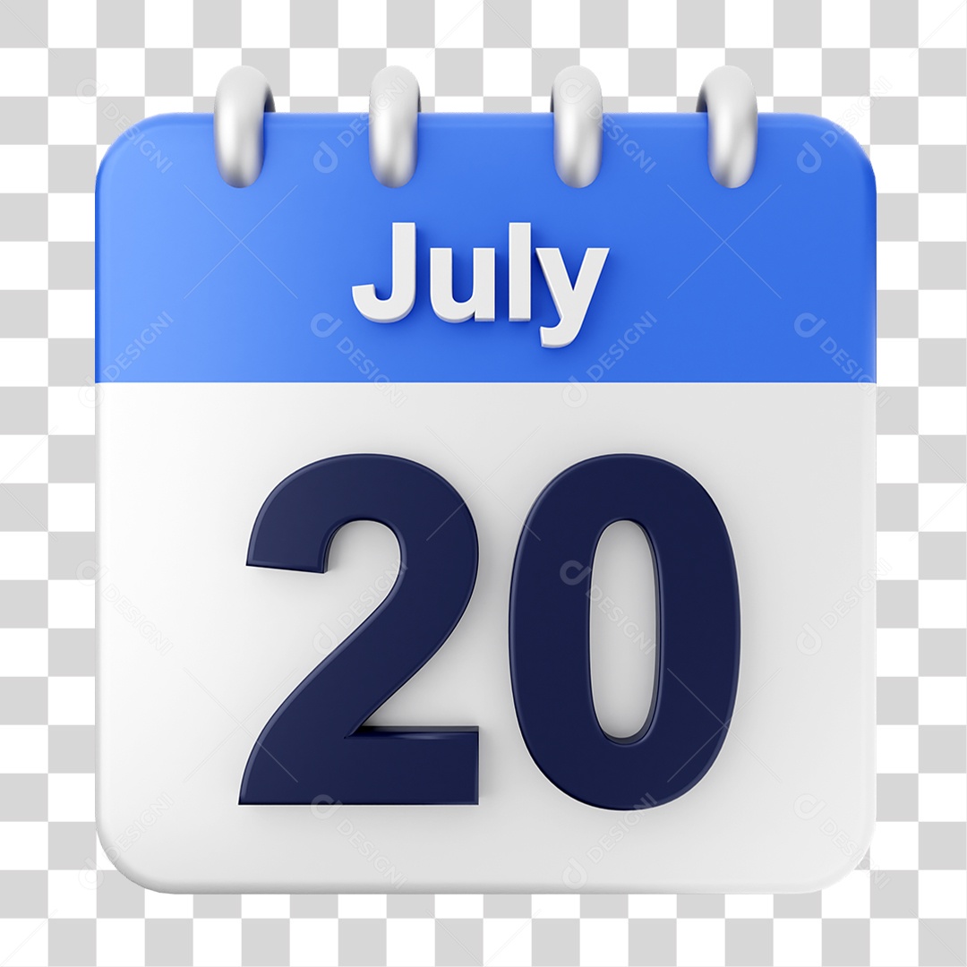 Calendário 20 de Julho PNG Transparente