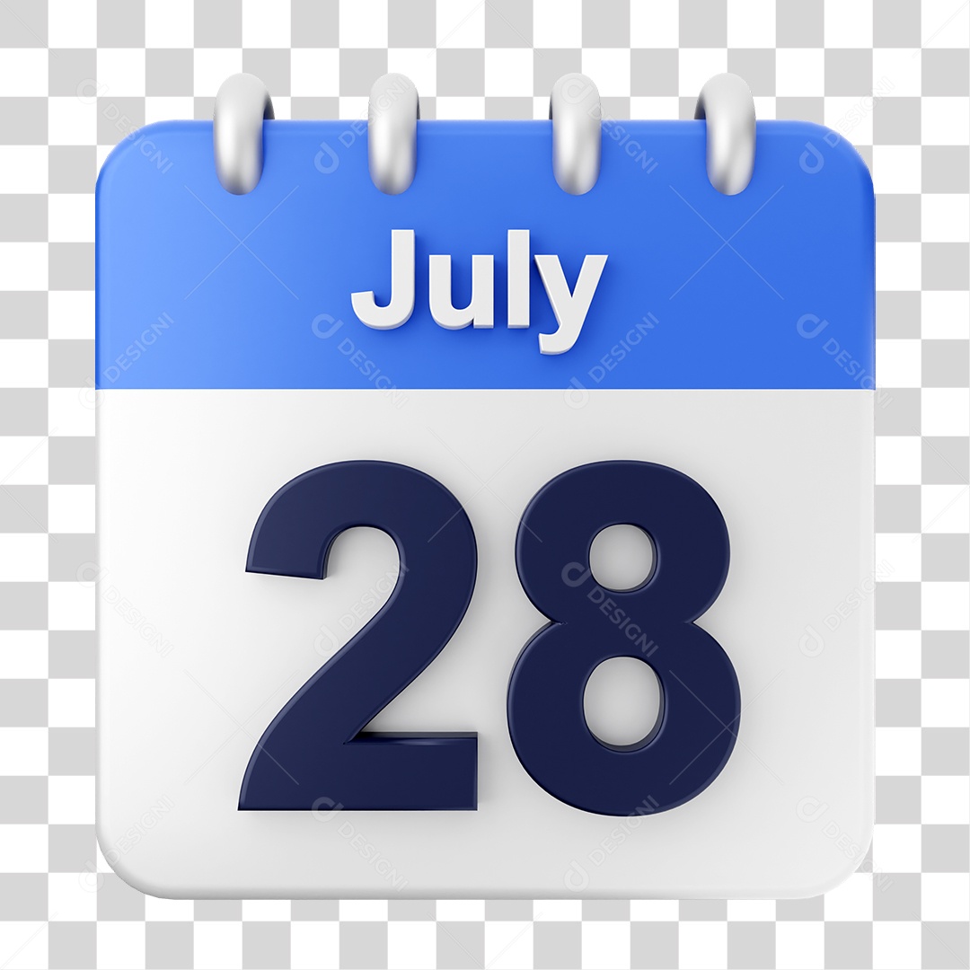 Calendário 28 de Julho PNG Transparente