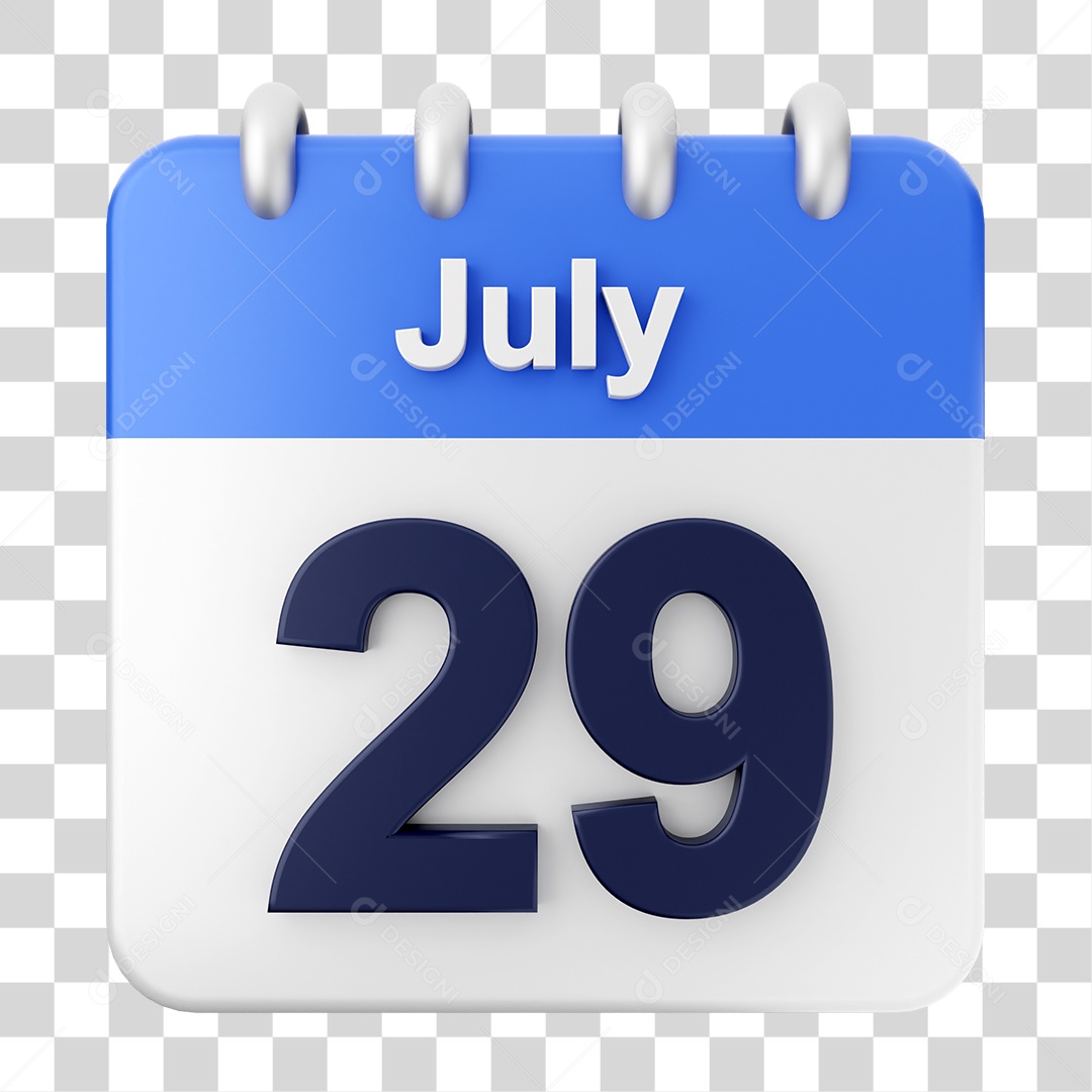 Calendário 29 de Julho PNG Transparente