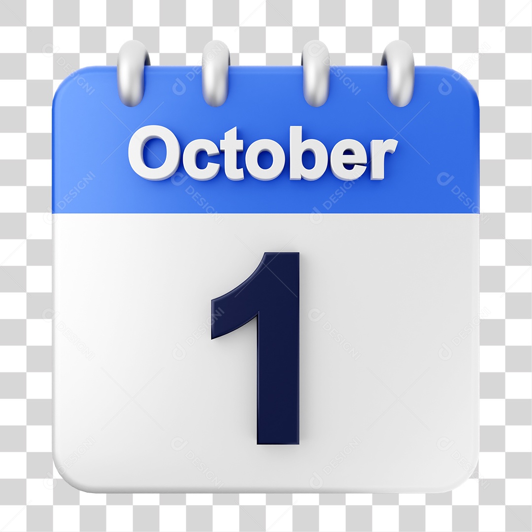 Calendário 1 de Outubro PNG Transparente