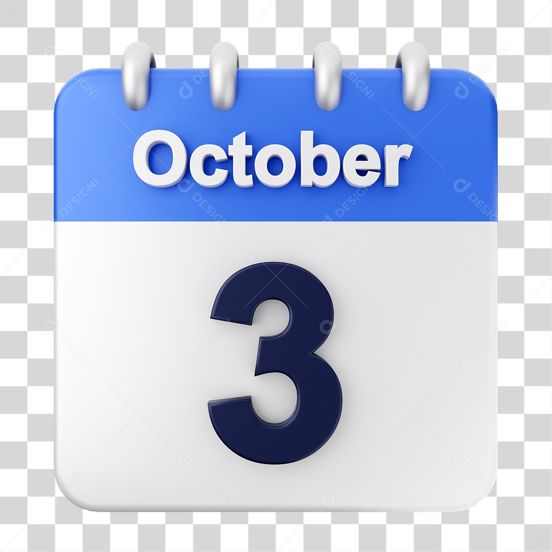 Calendário 3 de Outubro PNG Transparente