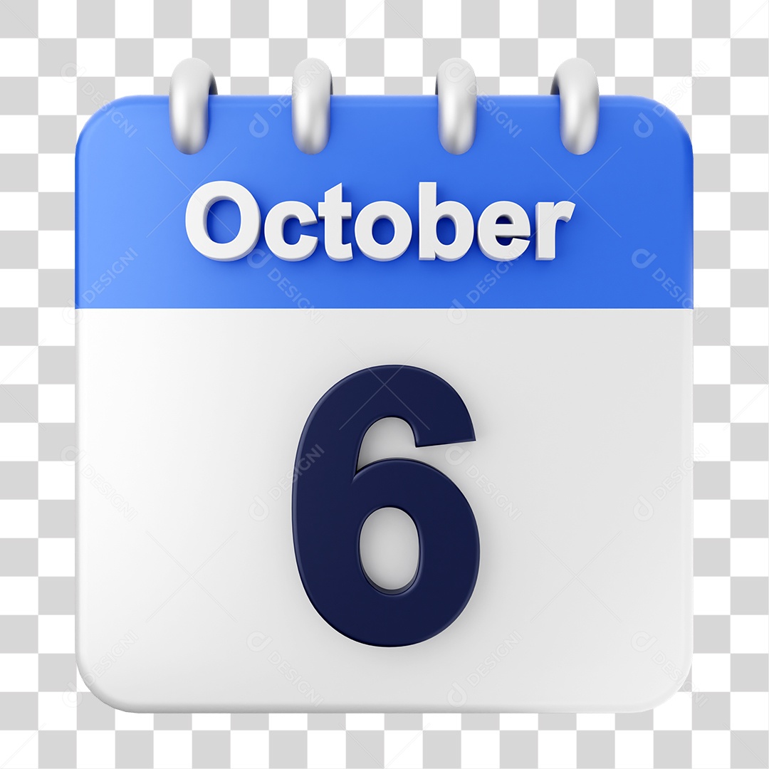 Calendário 6 de Outubro PNG Transparente