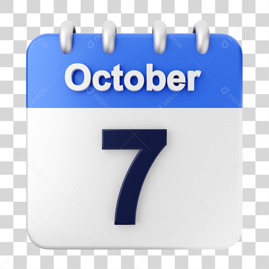 Calendário 7 de Outubro PNG Transparente