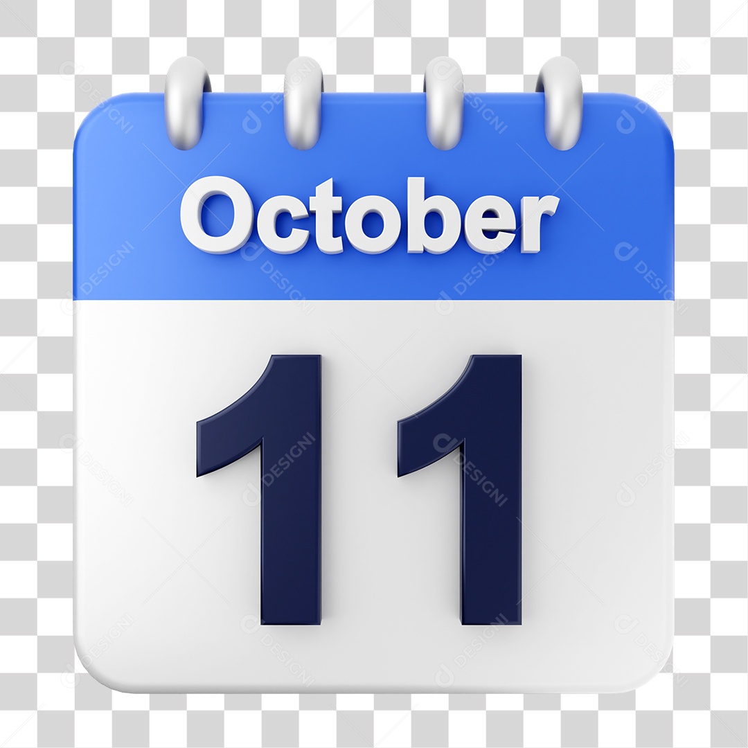 Calendário 11 de Outubro PNG Transparente
