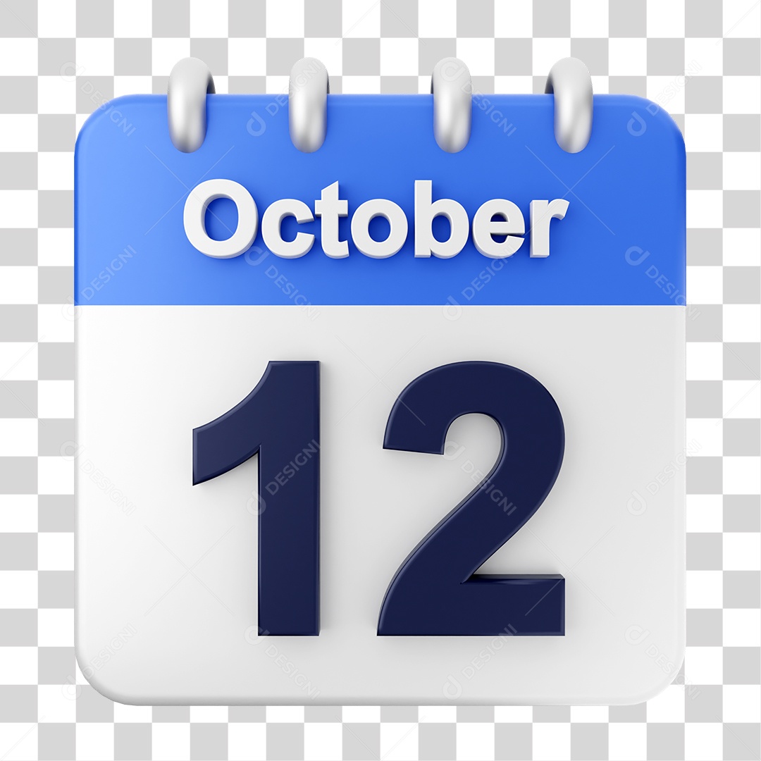 Calendário 12 de Outubro PNG Transparente