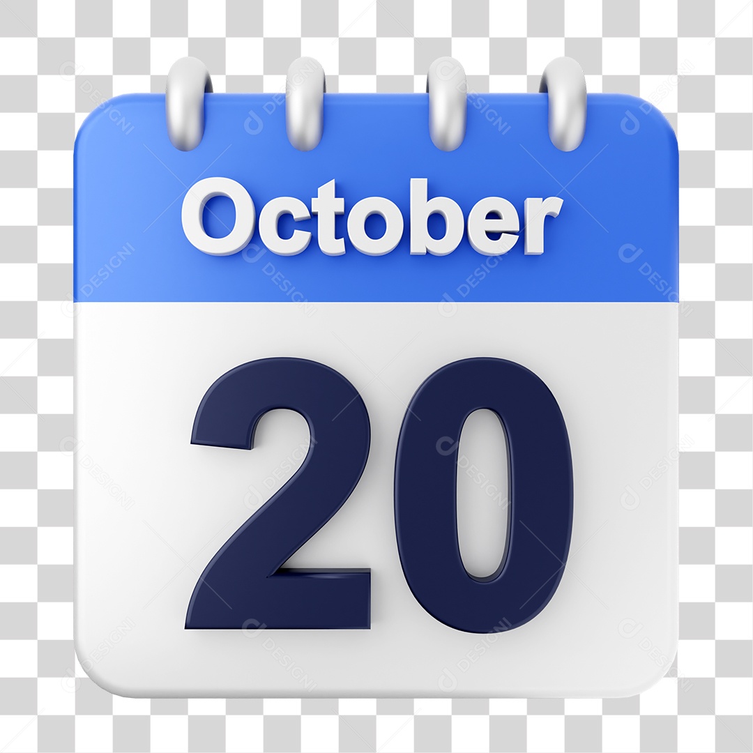 Calendário 20 de Outubro PNG Transparente