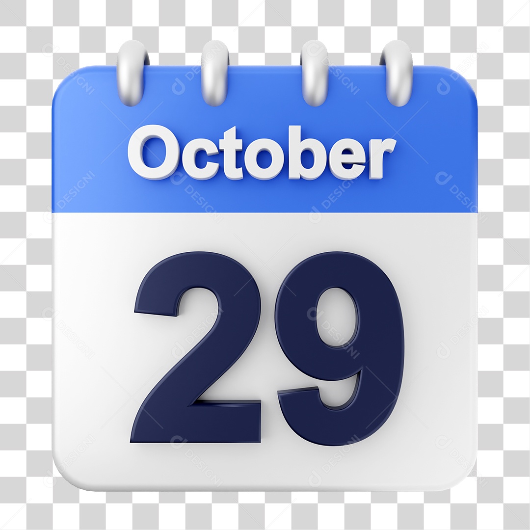 Calendário 29 de Outubro PNG Transparente