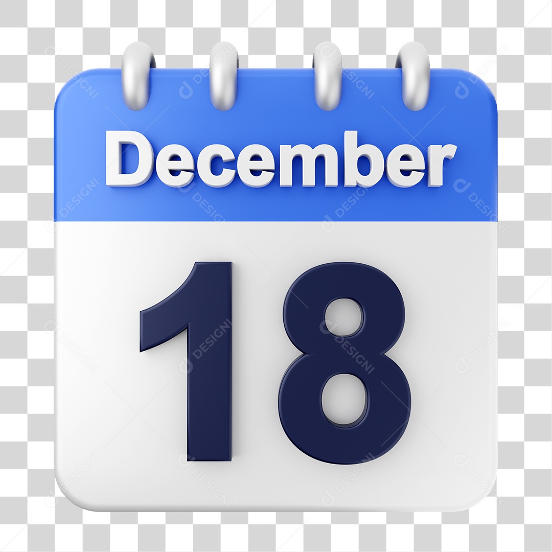 Calendário 18 de Dezembro PNG Transparente