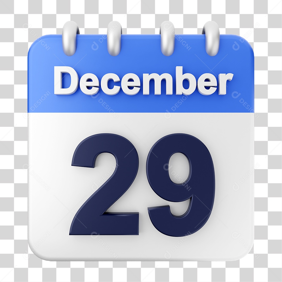 Calendário 29 de Dezembro PNG Transparente