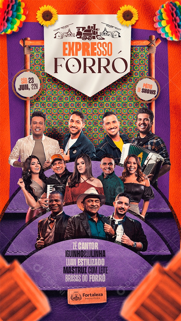 Story Show Forró Expresso Flyer Social Media PSD Editável