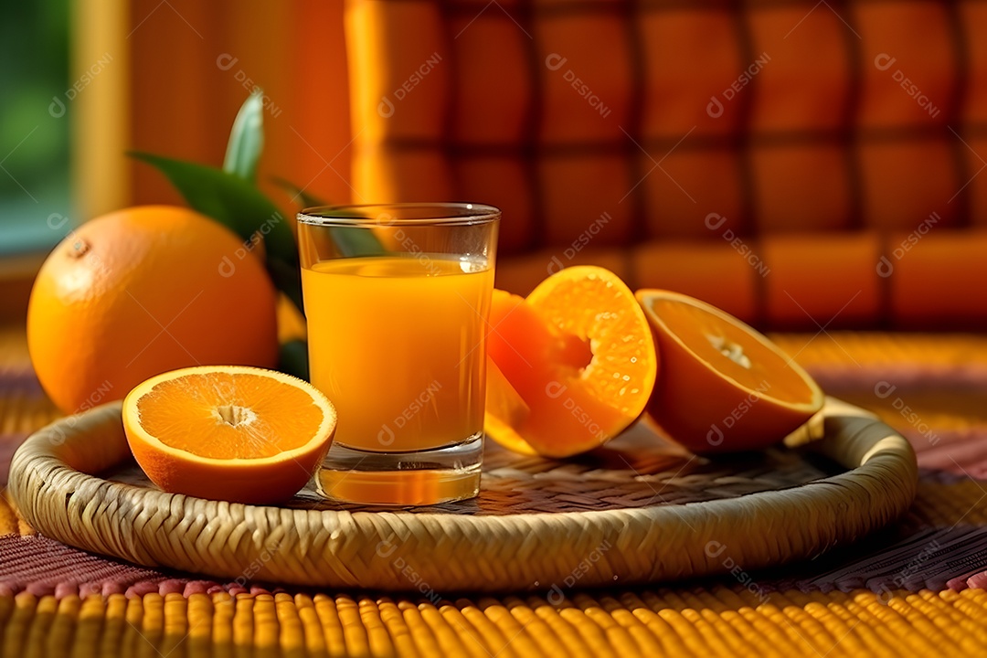 Copo De Suco e Várias Laranja