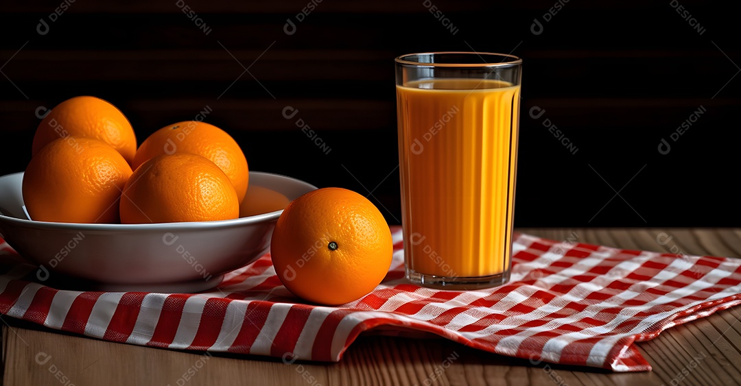 Copo De Suco De Laranja e Várias Laranja