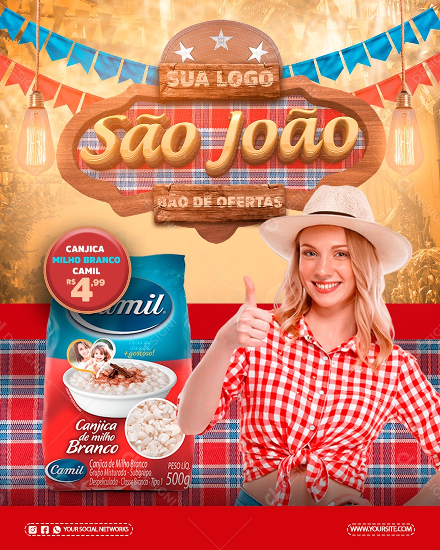 Story São João Bão De Ofertas Canjica Milho Branco Social Media PSD Editável