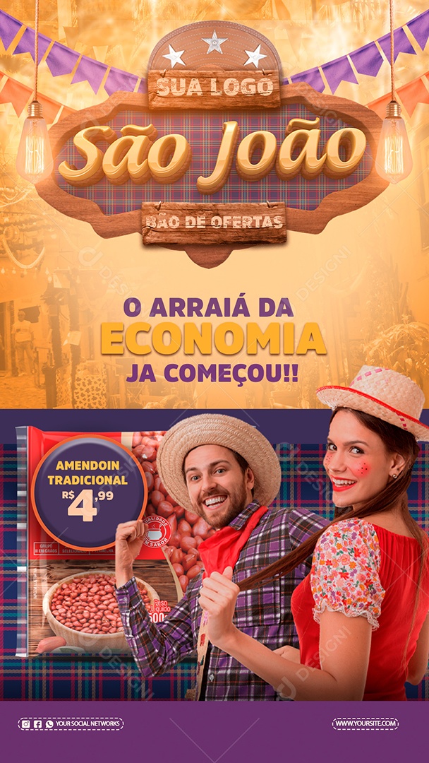 São João Bão De Ofertas Amendoim Tradicional Social Media PSD Editável