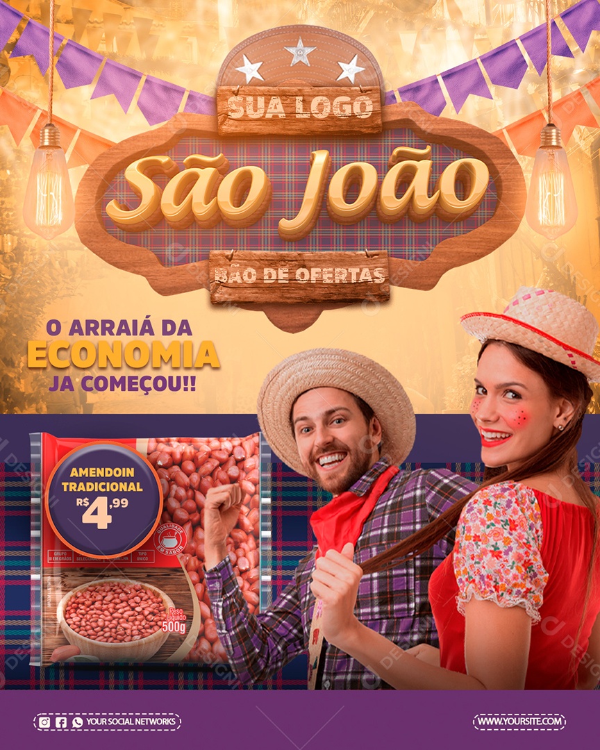 Story São João Bão De Ofertas Amendoim Tradicional Social Media PSD Editável