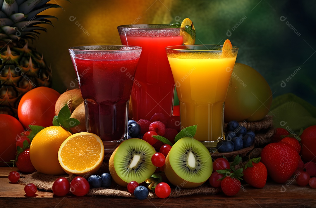 Copos De Suco De Frutas