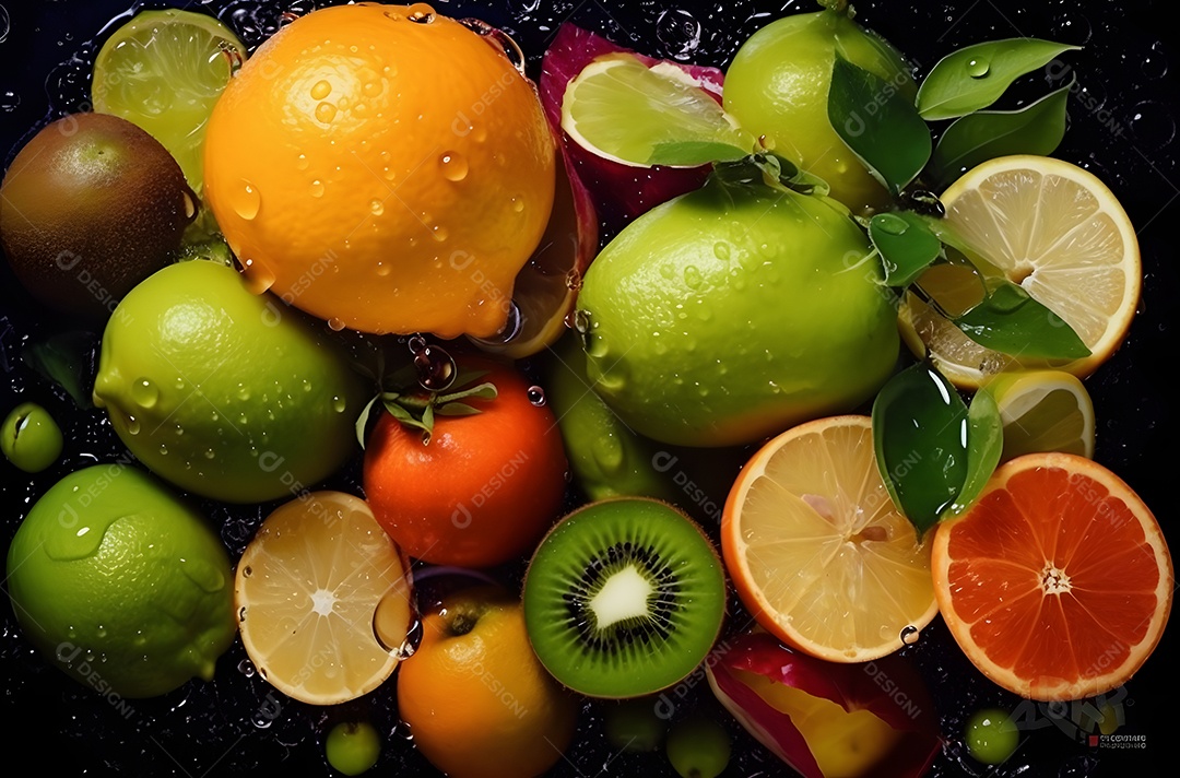 Várias Frutas Em Fundo Isolado