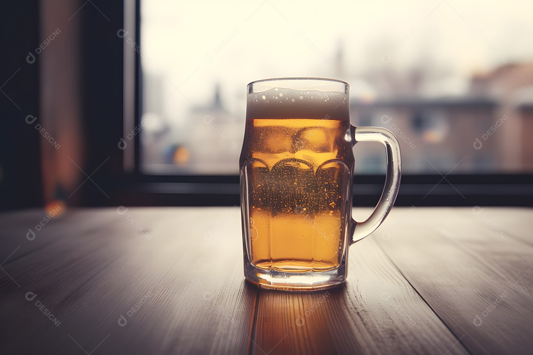 Copo De Cerveja Sobre A Mesa
