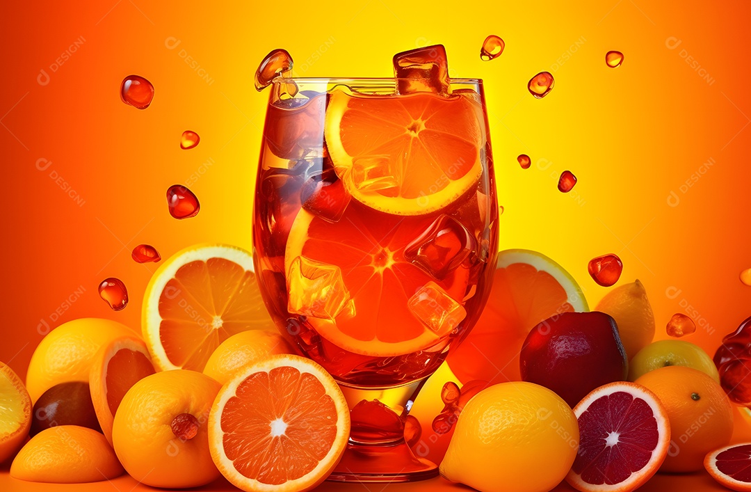 Copo De Suco e Várias Frutas