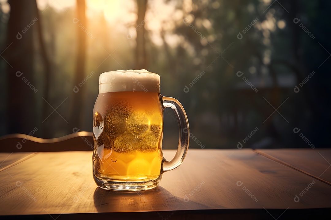 Copo De Cerveja Sobre A Mesa