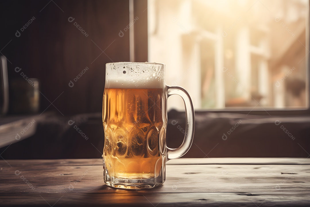 Copo De Cerveja Encima De Balcão