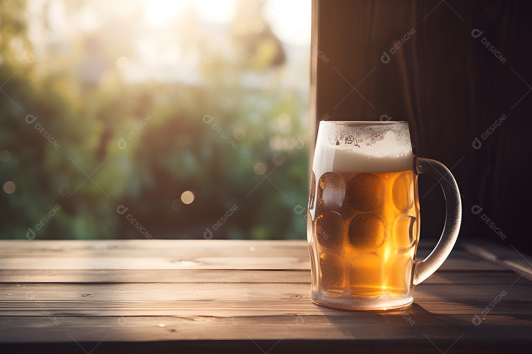 Copo De Cerveja Encima De Balcão