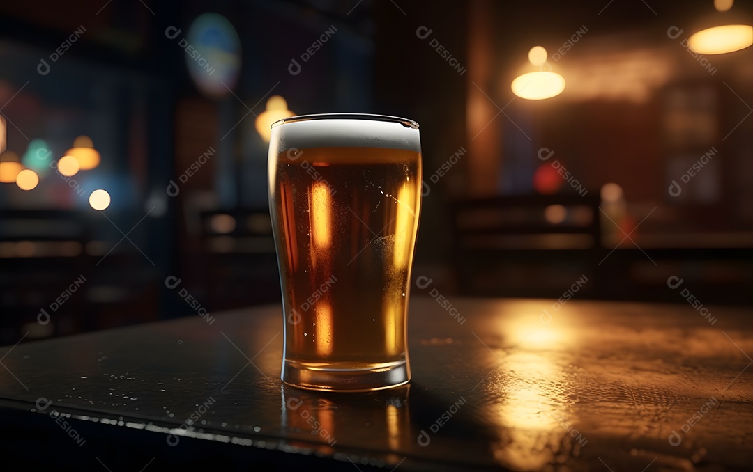 Copo De Cerveja Encima De Balcão