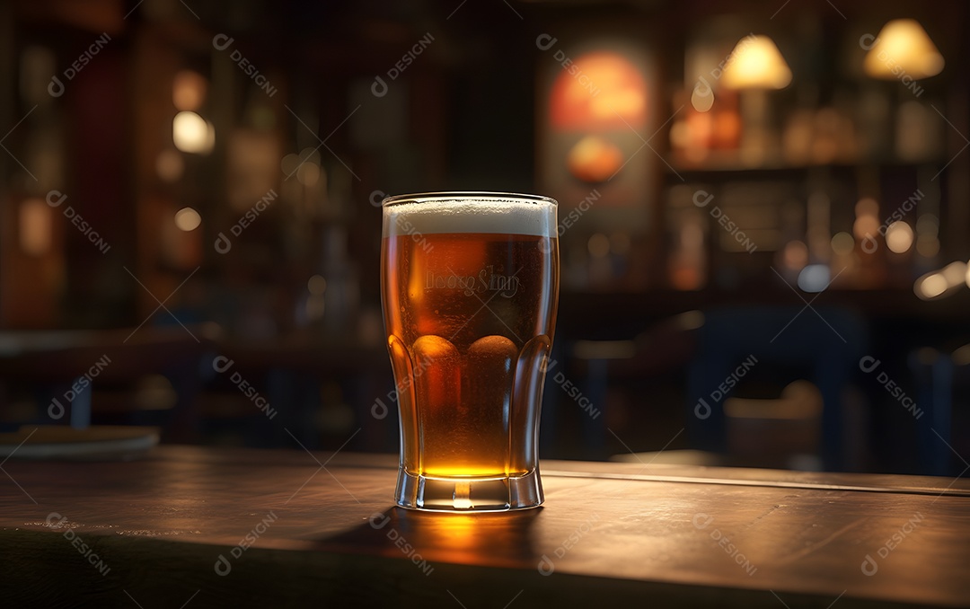 Copo De Cerveja Encima De Balcão