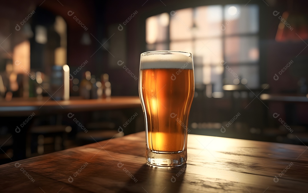 Copo De Cerveja Encima De Balcão
