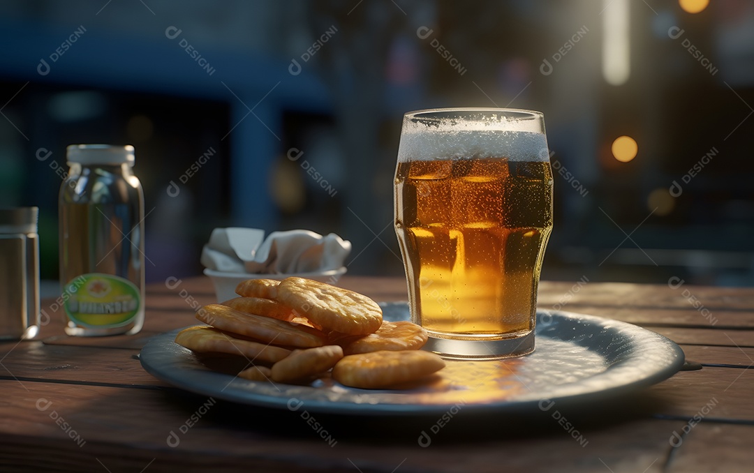 Copo De Cerveja Com Bolachas
