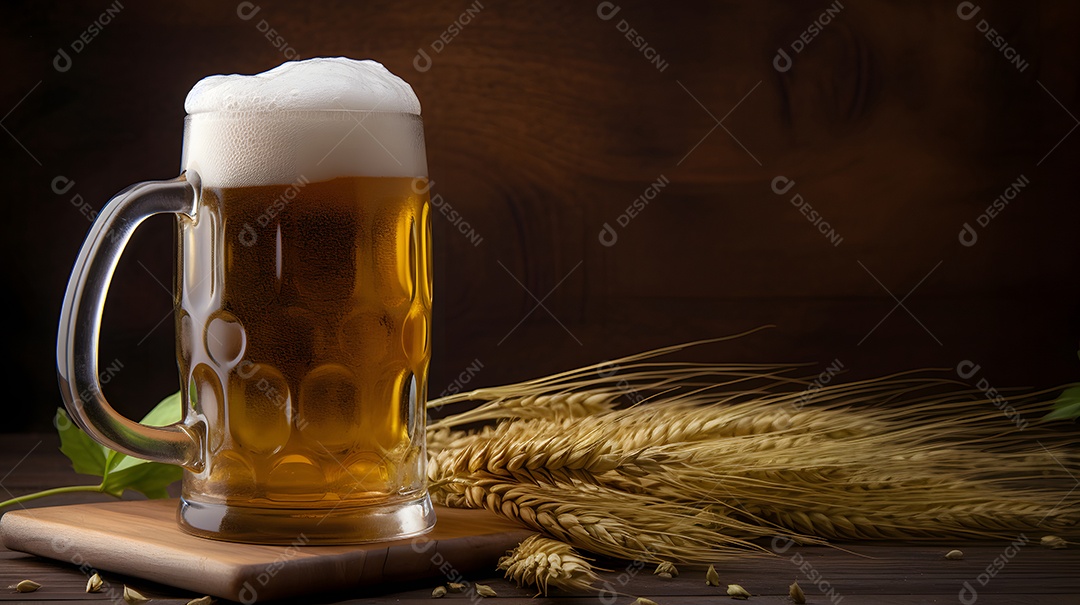 Copo De Cerveja Com Trigo e Cevada