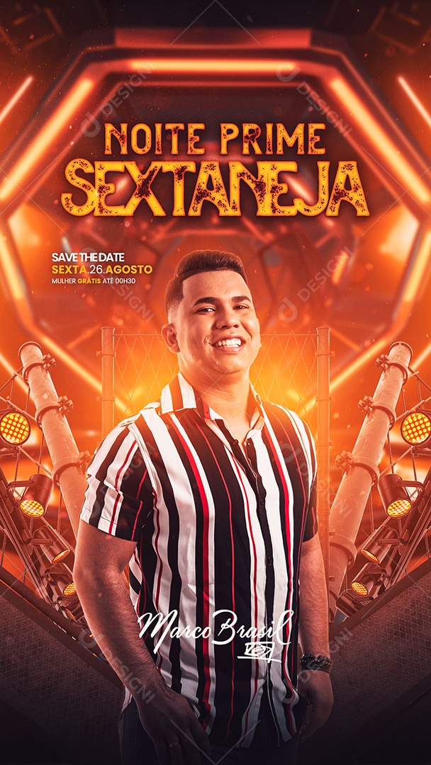 Flyer Noite Prime Sextaneja Marco Brasil Story Social Media PSD Editável