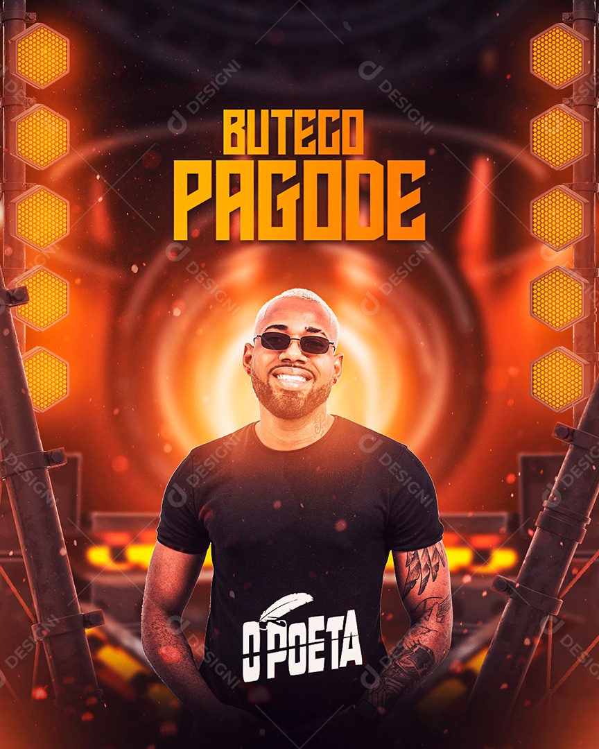 Flyer Buteco Pagode O Poeta Social Media PSD Editável