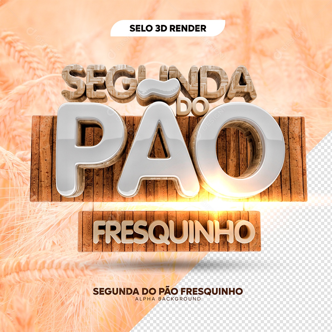 Fresh Bread Monday 3D Stamp for PSD Composition