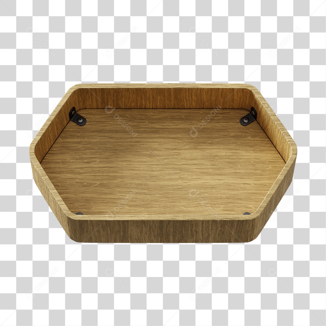 3D Wooden Element For Transparent PNG Composition