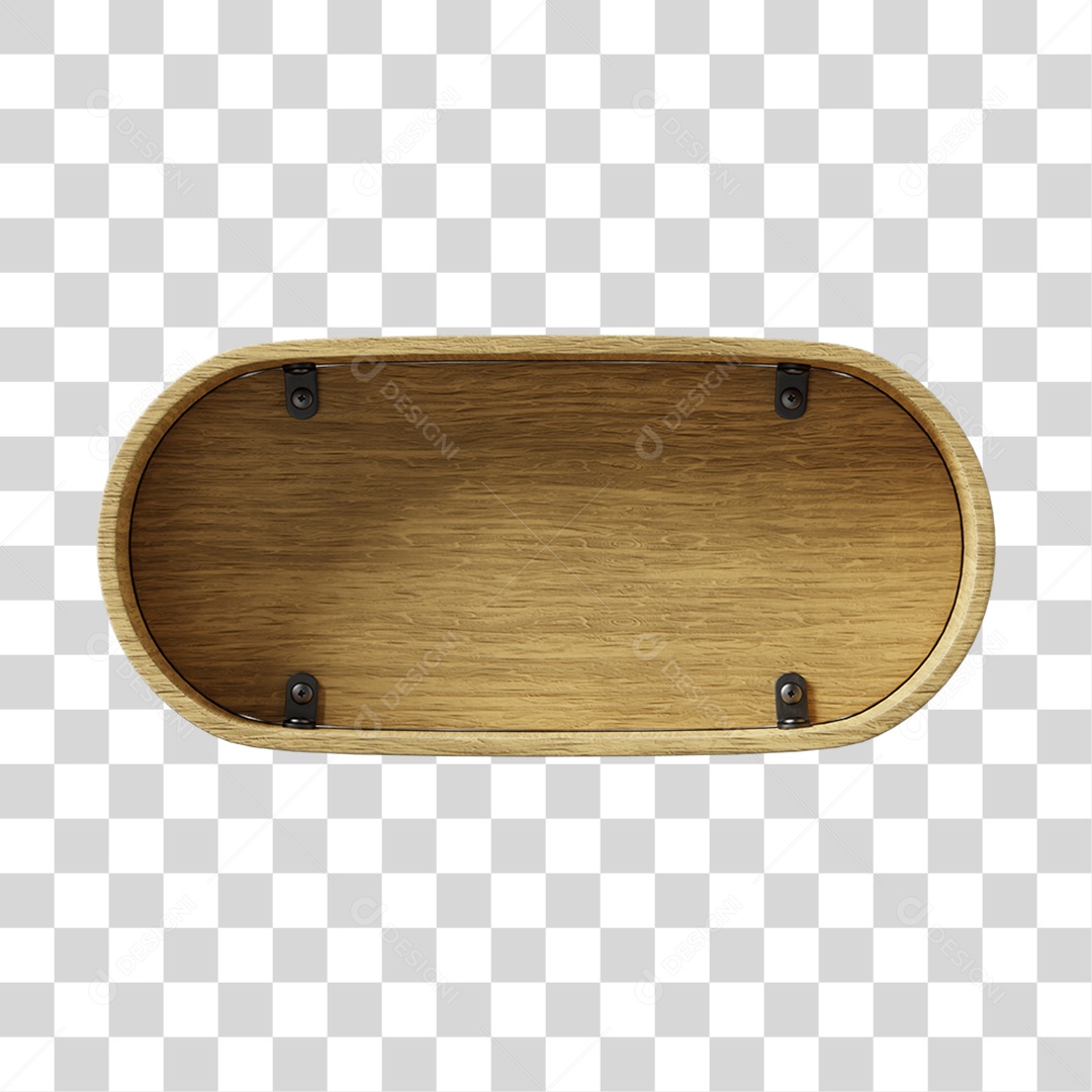 3D Wooden Element For Transparent PNG Composition