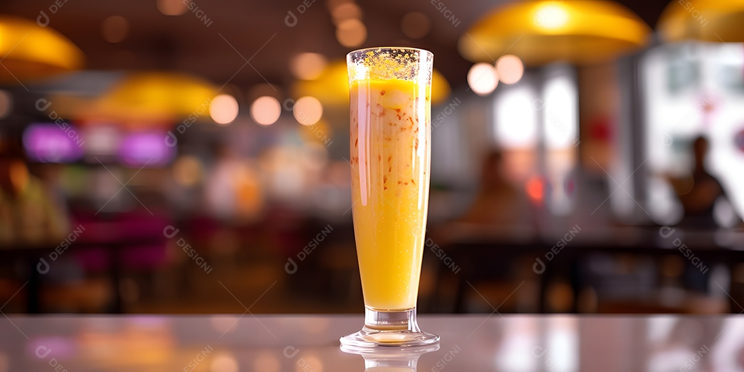 Copo de drink sobre a mesa de madeira