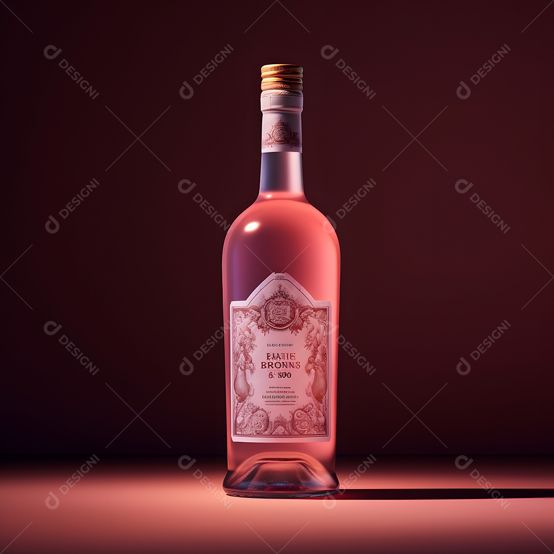 Garrafa de vinho rose sobre a mesa