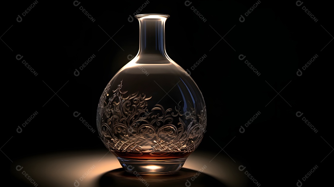 Vaso de vidro em fundo preto