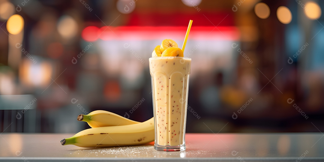 Deliciosa vitamina de banana sobre a mesa