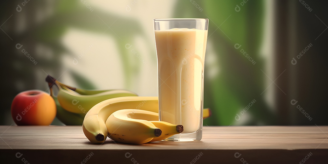Deliciosa vitamina de banana sobre a mesa