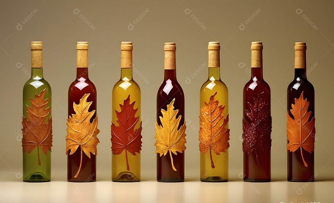 Garrafas personalizadas de bebida sobre fundo bege