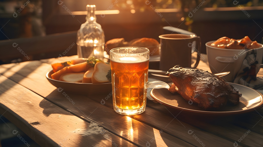 Deliciosa refeição sobre a mesa de madeira