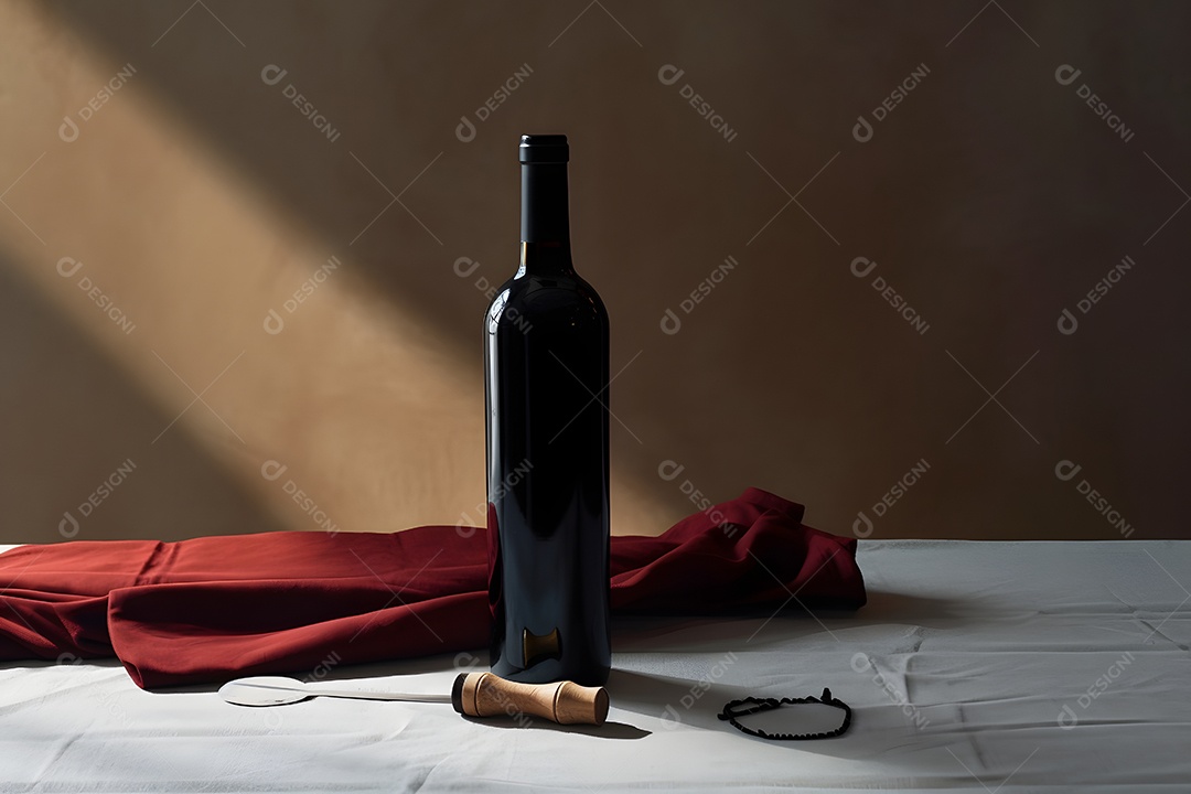 Garrafa de vinho tinto sobre a mesa