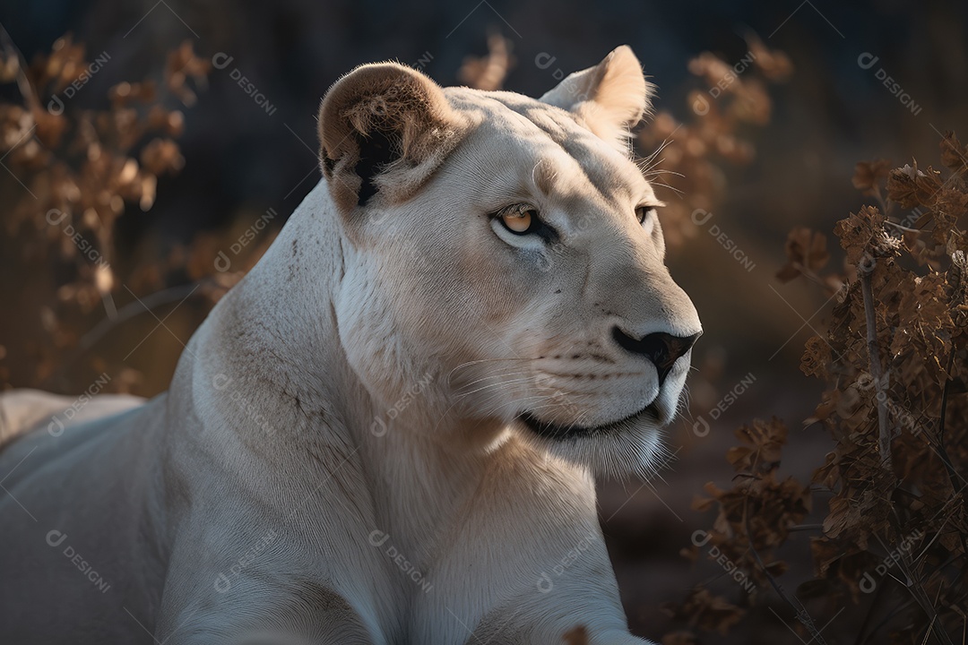 Leoa olhando para a câmera fundo bonito fundo de savana gerado por IA