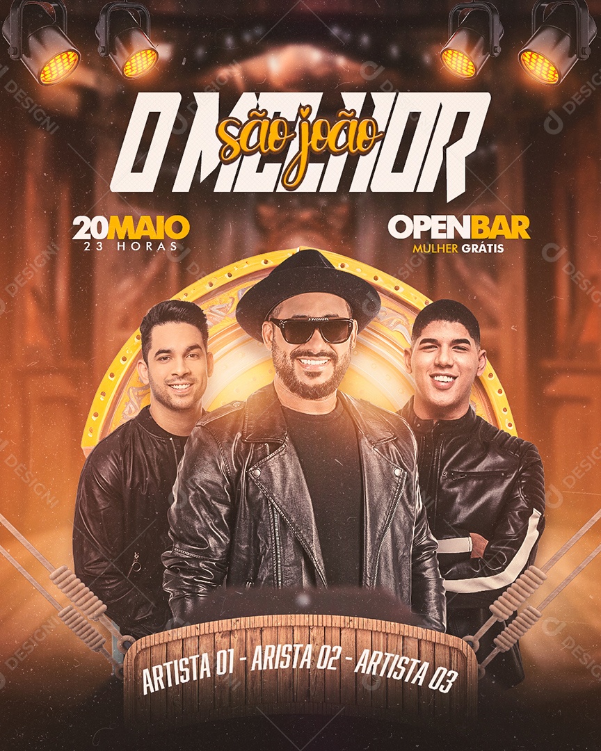 Flyer O Melhor São João Cantores Social Media PSD Editável