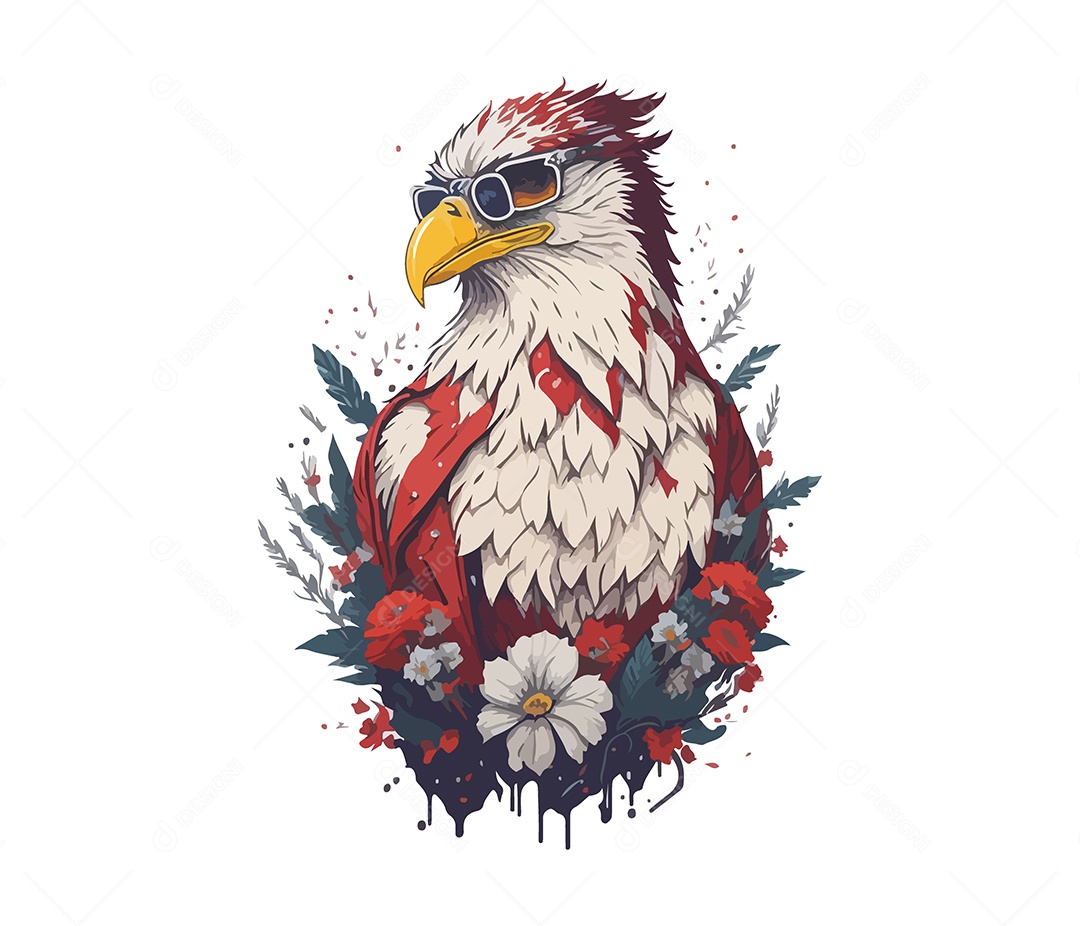 Mascote 3D Águia Com Óculos EPS Editável