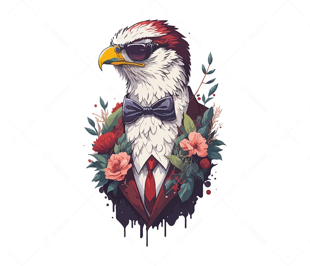 Mascote 3D Águia Com Óculos EPS Editável